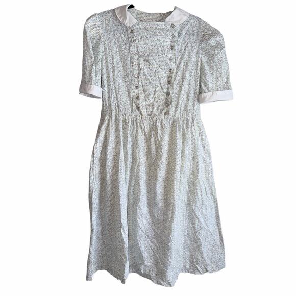 None Dresses & Skirts - Vintage Handmade Prairie Dress Floral Double Breasted Snap Front Pockets large